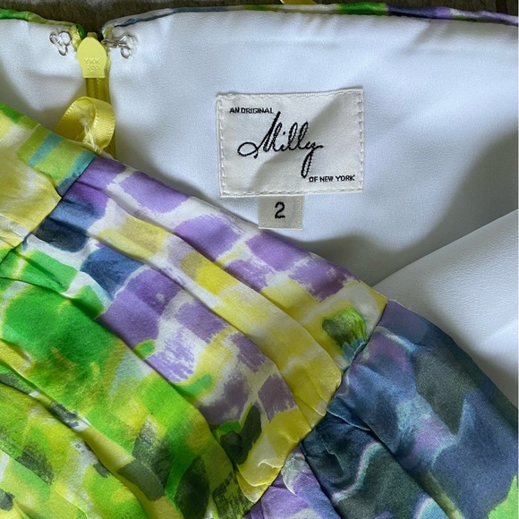 NWT Milly Watercolor Strapless Silk Dress 2 - Picture 2 of 5